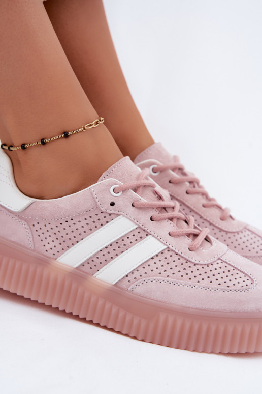 Roze suède platform sneakers Artelle