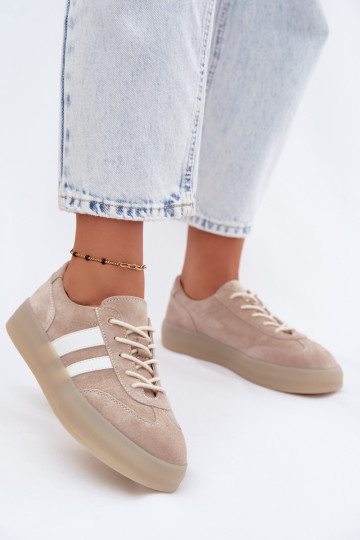 Beige platform sneakers van faux suede Coralia 2