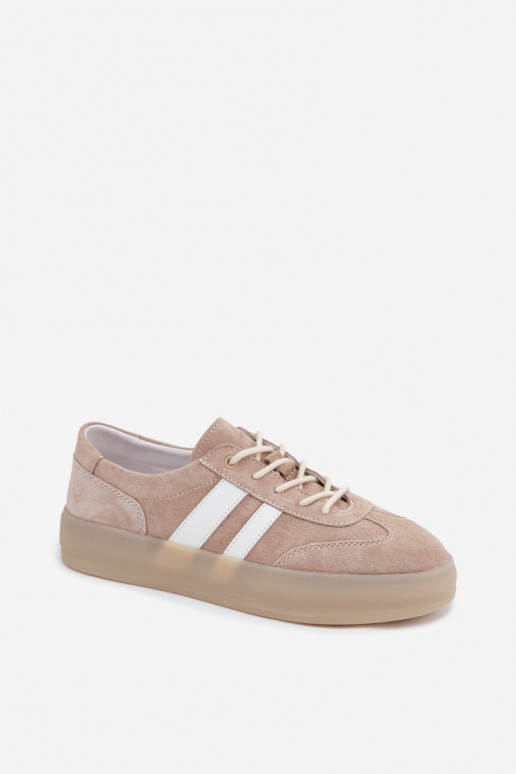 Beige platform sneakers van faux suede Coralia