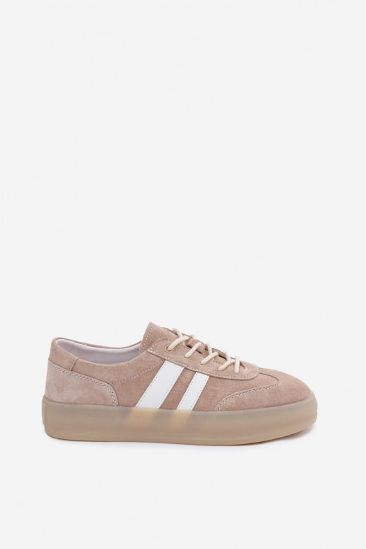 Beige platform sneakers van faux suede Coralia