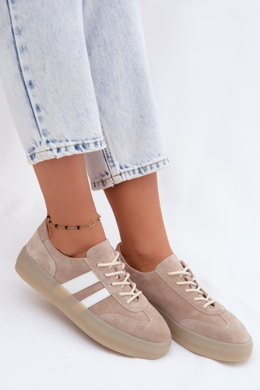 Beige platform sneakers van faux suede Coralia
