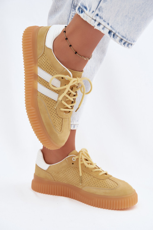 Gele platform sneakers van faux suede Coralia