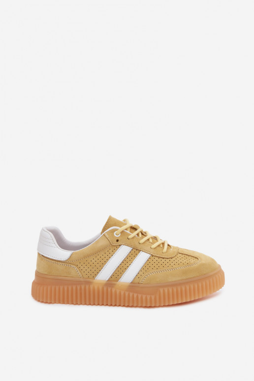 Gele platform sneakers van faux suede Coralia