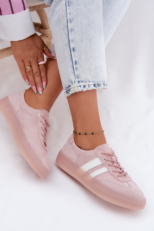 Roze platform sneakers van faux suede Coralia