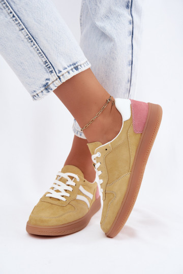 Gele suède platform sneakers Coressa