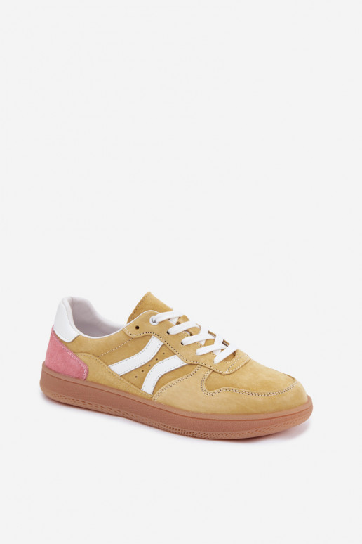 Gele suède platform sneakers Coressa