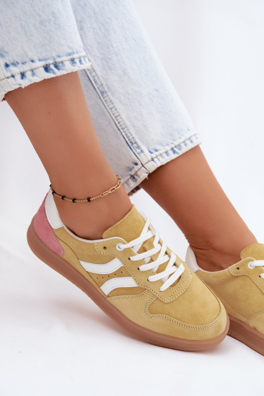 Gelbe Veloursleder Plattform-Sneaker Coressa