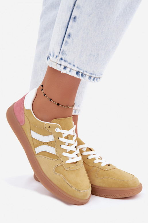 Gele suède platform sneakers Coressa