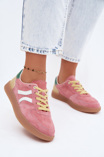 Rosa Veloursleder Plattform-Sneaker Coressa
