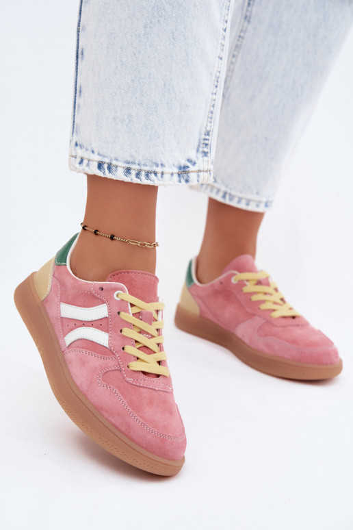 Roze suède platform sneakers Coressa
