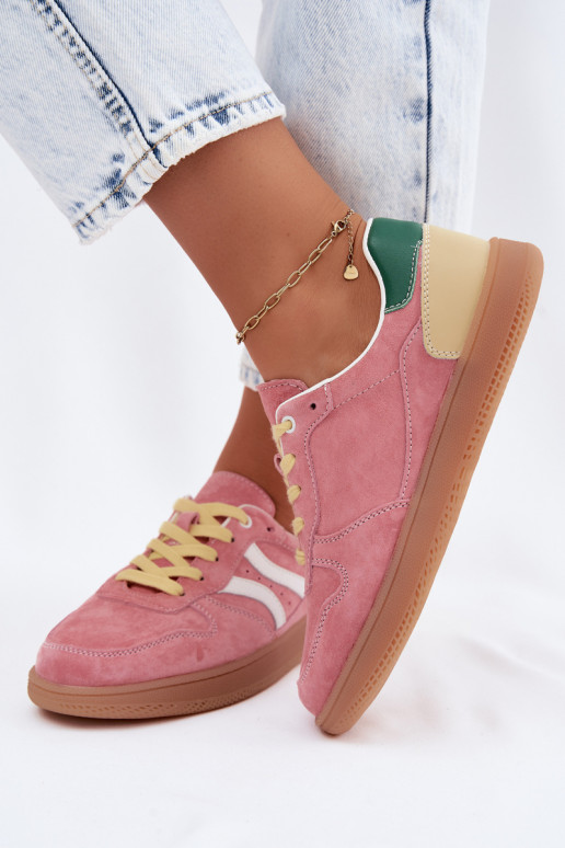 Rosa Veloursleder Plattform-Sneaker Coressa