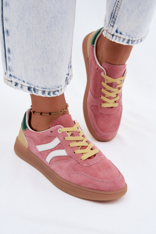 Roze suède platform sneakers Coressa