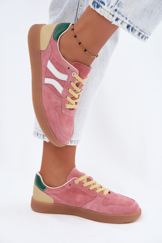Roze suède platform sneakers Coressa