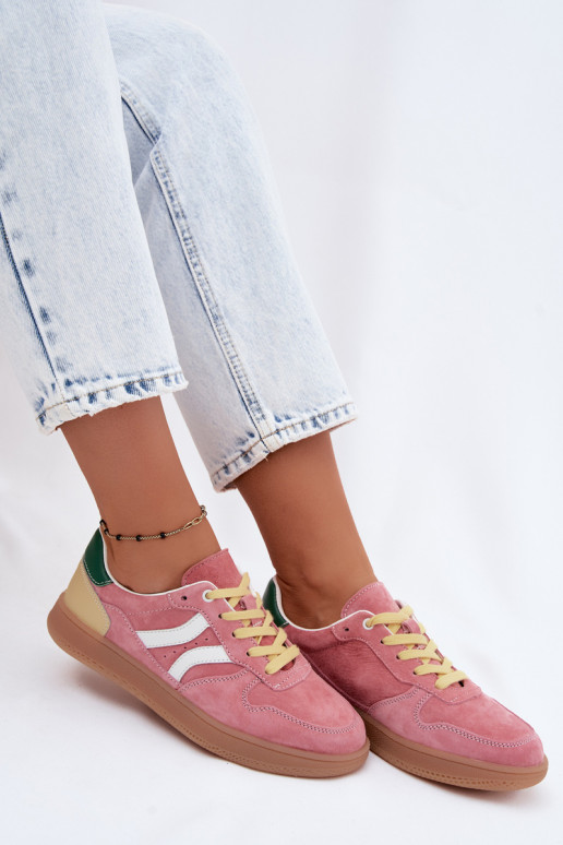 Roze suède platform sneakers Coressa