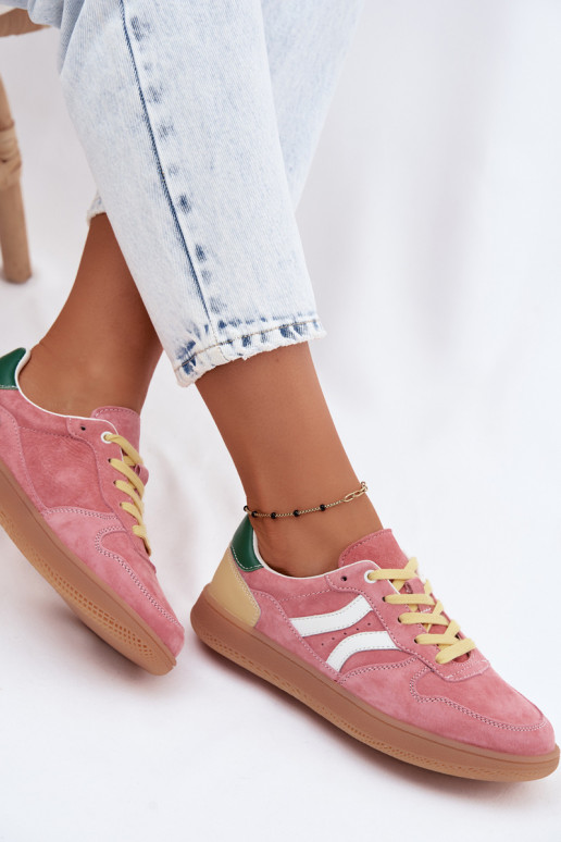 Roze suède platform sneakers Coressa