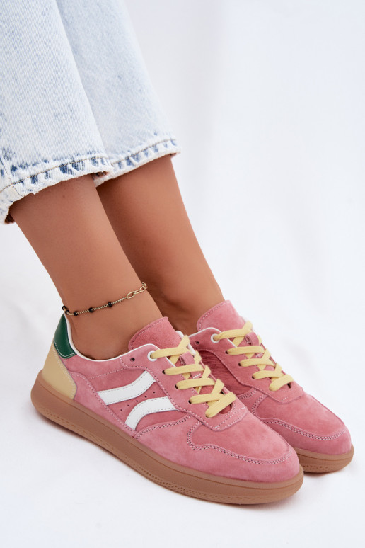 Roze suède platform sneakers Coressa