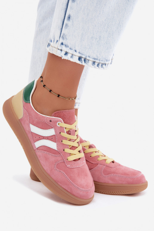 Roze suède platform sneakers Coressa