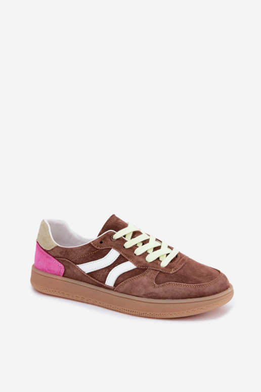 Bruine suède platform sneakers Coressa