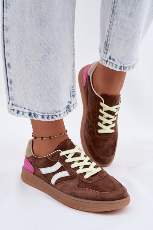 Bruine suède platform sneakers Coressa