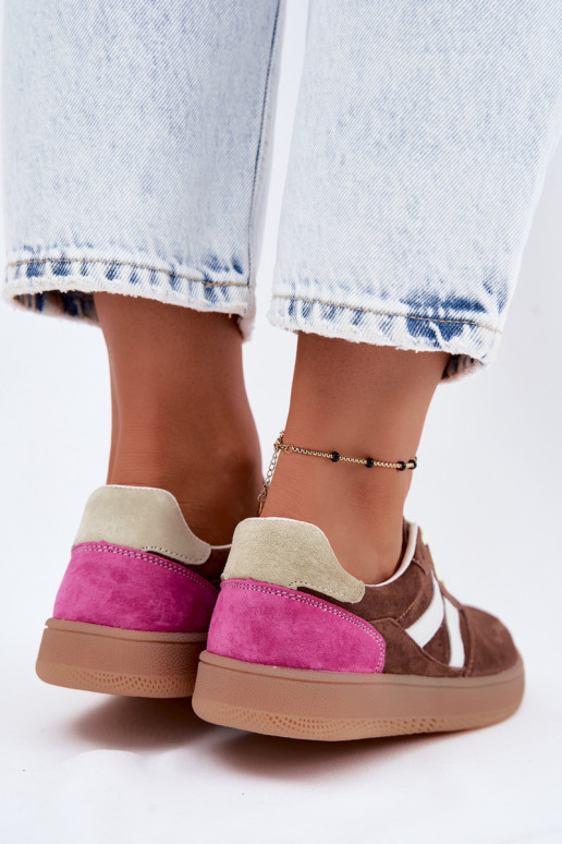 Braune Veloursleder Plattform-Sneaker Coressa