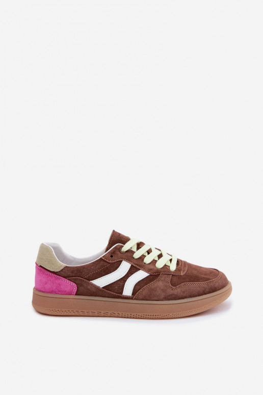 Bruine suède platform sneakers Coressa