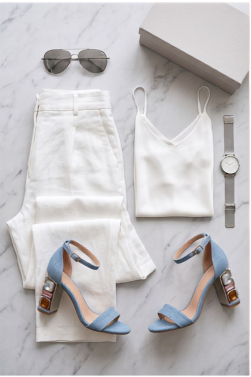 Damen Sandalen mit hohen Absätzen und funkelnden Nieten aus Denim Cloudie