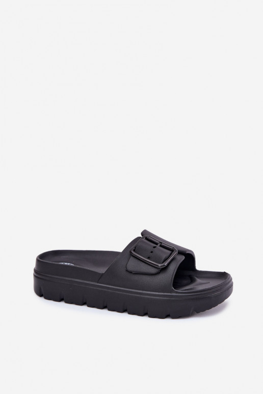 Schwarze Damen leichte Plattformschuhe mit Schnallen Viasara