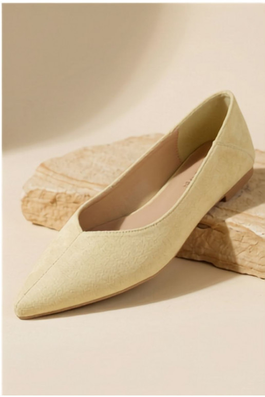 Ballerines à bouts pointus en daim synthétique jaune Corabella