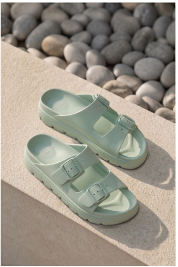 Dames slippers met schuimplatform in munt Melorea
