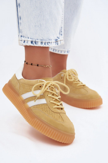 Gelbe Veloursleder Plattform-Sneaker Artelle