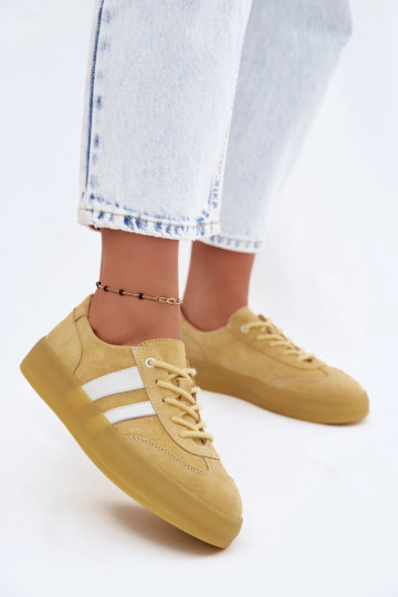 Gele platform sneakers van faux suede Coralia