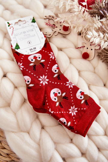Dames kerstkousen met glans in rode kleur Reindeers 2