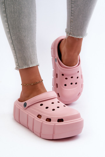 Lichte dames platform slippers in roze Itubia 2