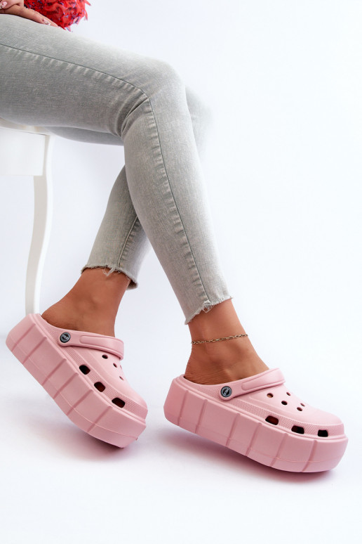 Lichte dames platform slippers in roze Itubia
