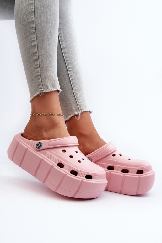 Lichte dames platform slippers in roze Itubia