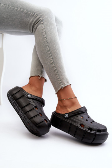 Lichte dames platform slippers in zwart Itubia 2