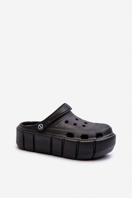 Lichte dames platform slippers in zwart Itubia