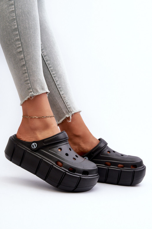 Leichte Damen-Plattformslipper in schwarz Itubia