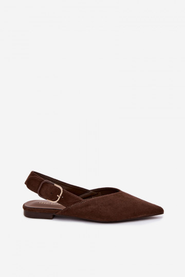 Dames ballerina's met gespen in chocolade kleur Tanelia 2