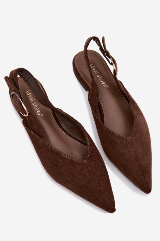 Dames ballerina's met gespen in chocolade kleur Tanelia