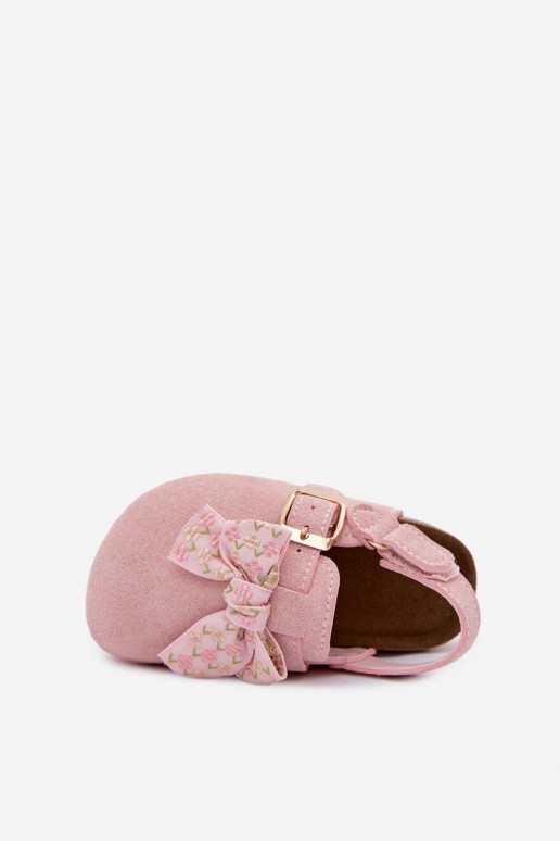 Kinderen klompen sandalen met strikken in roze kleur Rosella