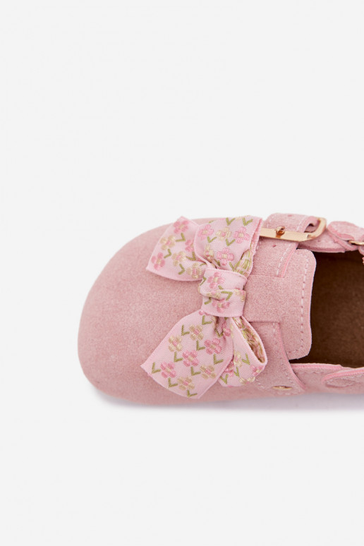 Sabots pour enfants avec nœuds en couleur rose Rosella