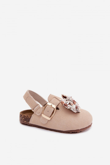 Kinderclogs Sandalen mit Schleifen in sandfarbener Farbe Rosella