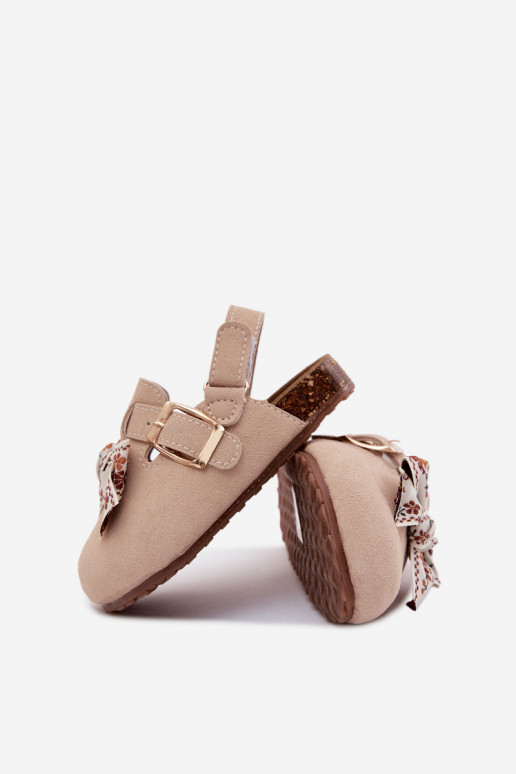 Kinderclogs Sandalen mit Schleifen in sandfarbener Farbe Rosella