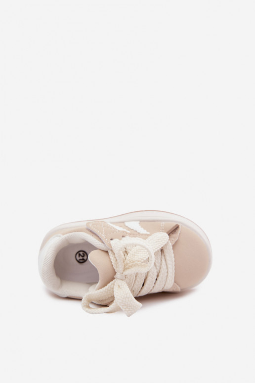 Kindersneaker mit Klettverschlüssen aus Kunstleder in sandfarbener Farbe Zoya
