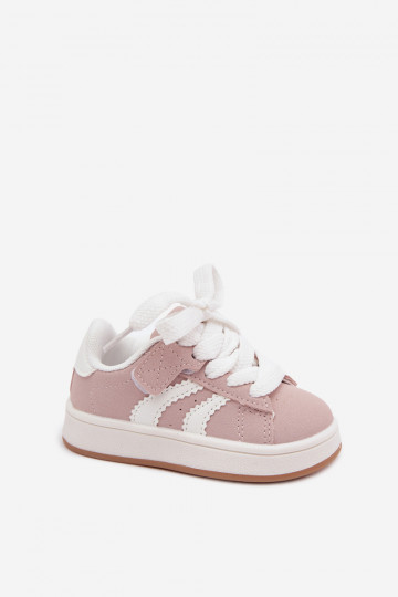 Kindersneaker mit Klettverschlüssen aus Kunstleder in rosa Farbe Zoya