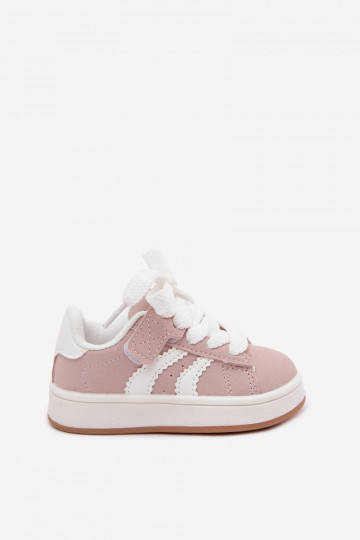 Kindersneaker mit Klettverschlüssen aus Kunstleder in rosa Farbe Zoya 2