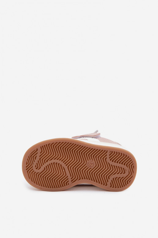 Baskets pour enfants avec fermetures Velcro en cuir synthétique couleur rose Zoya