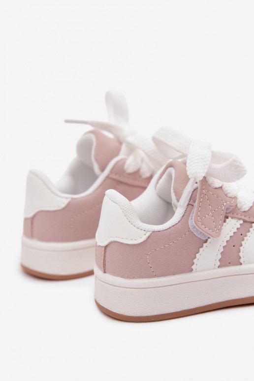 Kindersneaker mit Klettverschlüssen aus Kunstleder in rosa Farbe Zoya