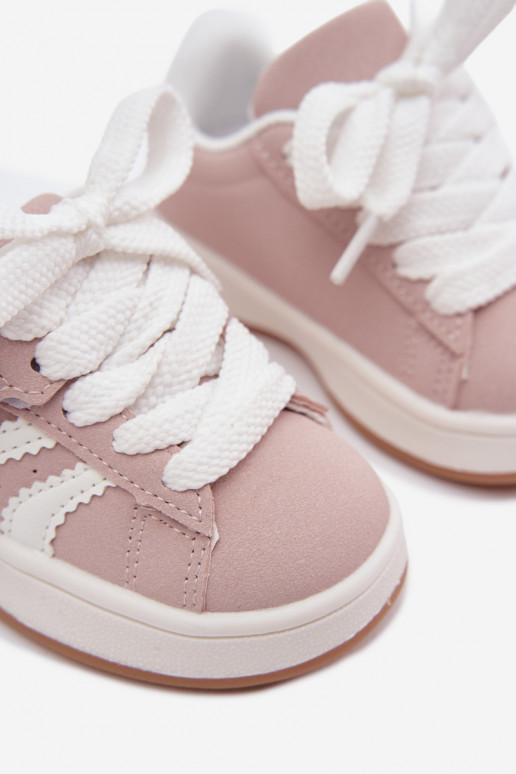 Kindersneakers met klittenband sluitingen van faux leather in roze kleur Zoya
